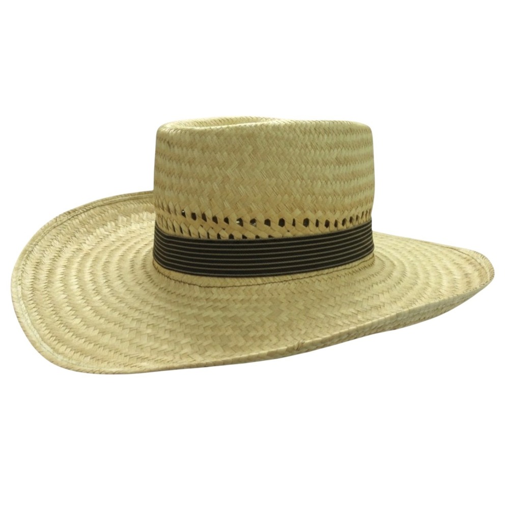 PAU CHARLY 3.5" Curve Brim FLAT TOP Western Beach Casual NATURAL STRAW HAT Sz M